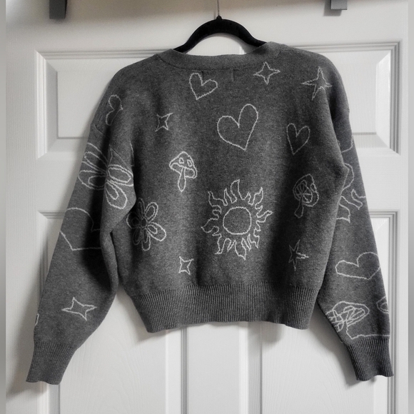 No Boundries Womens Soft Gray Patterned Cropped Sweater Size S - Picture 4 of 4